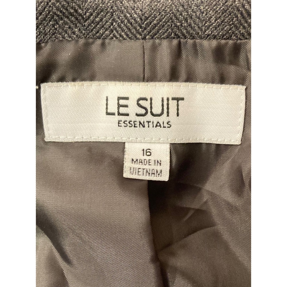 LE SUIT Essentials Women's Gray Herringbone Blazer Jacket Size 16 - Picture 3 of 10